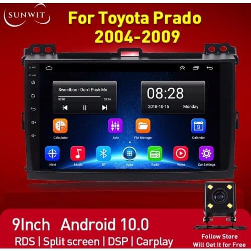 9 Inch 2Din Android Autoradio for 2004-2009 Toyota Prado Car Radio Bluetooth Car Stereo Multimídia Video Player GPS Navigator 4G