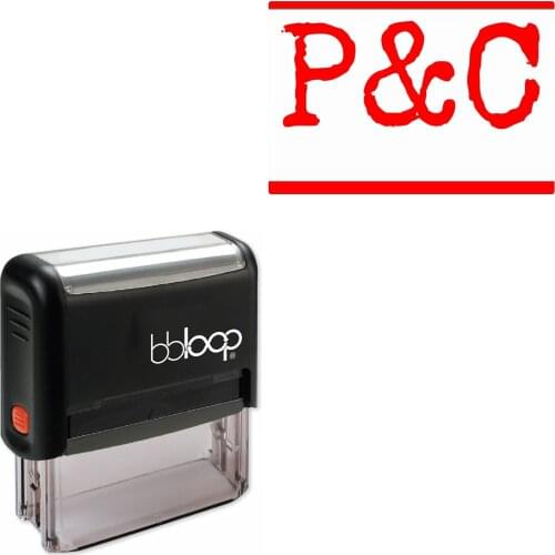 Bbloop 'P&C' Self-Inking Office Stamp, Rectangular Typewriter Style