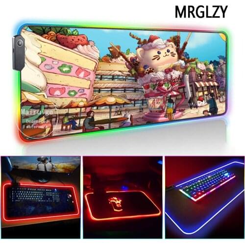MRGLZY Hot Sale LED Light RGB Cartoon Animal Large Mouse Pad XL Genshin Impact DeskMat Gaming Accessories for PC Laptop Keyboard