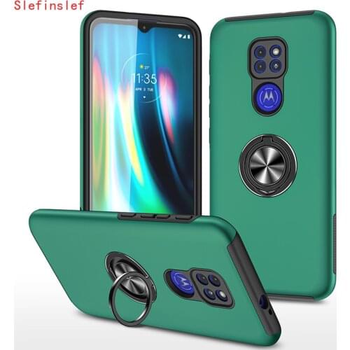 Armor Shockproof Case for MOTO G9 Play plus E7 G Power Play Stylus 2021 Back Cover Magnetic Car Holder Metal Phone Ring Stand