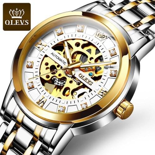 OLEVS Men‘s Watch For Men Original Automatic Mechanical Watch Men Luxury Hollow Night Light Automatic Male Clock Reloj Hombre