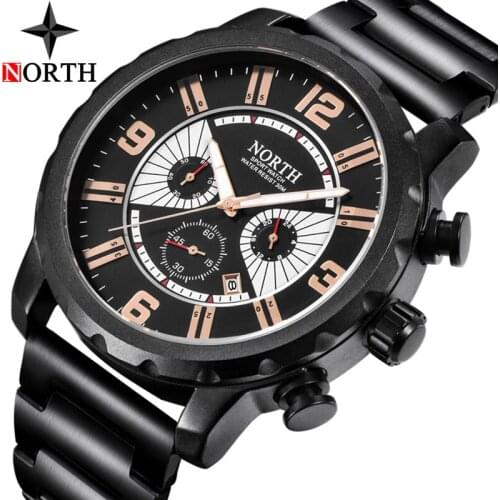 NORTH Watch Men Luxury Brand Fashion Quartz Casual Business Watches Stainless Steel Military Waterproof Watch Relogio Masculino