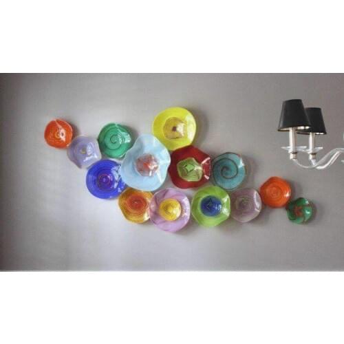 Murano Glass Flower Hanging Plates Wall Art Beautiful Wall Art Decoration Colorful Blown Glass Wall Art Plates