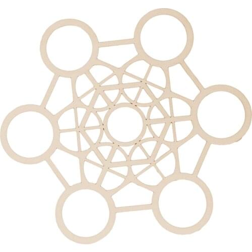 Wooden Meditation Sculpture Sacred Art Hanging Wall Decoration Flower Of Life Base Healing Crystal Grid Board Geometry Sculpture