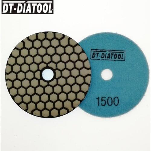 DT-DIATOOL 7 pcs dia100mm Resin Bond Diamond polishing pads Dry sanding disc #1500 For granite and marble 4 inch Grinding Discs