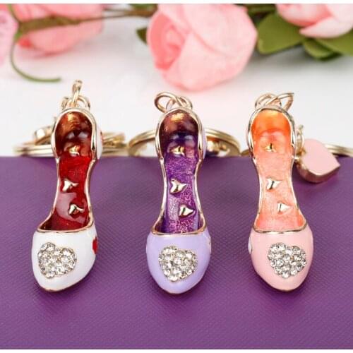 Dongsheng Womens Fashion High Heel Shoes Keychain Purse Jewelry Handbag Keyring Key Chain Heart Charms Key Holder Bags Jewelry