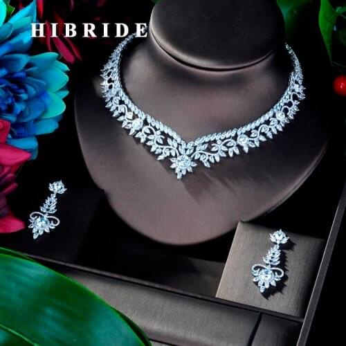 HIBRIDE Elegant Flower Design AAA Cubic Zircon Women Bridal Jewelry Sets For Party Accessories Jewelry Gifts N-941