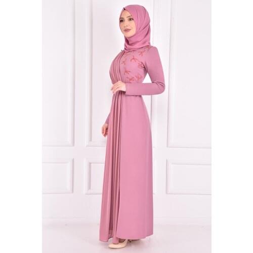 Taş Detay Elbise Pudra ASM2370