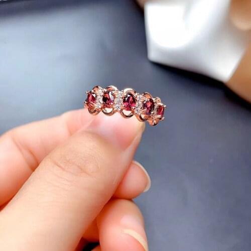 Natural Garnet Ring High Purity Excellent color for Women Anniversary 3x4mm Fine Jewellery High Quality Low Price S925 Silver