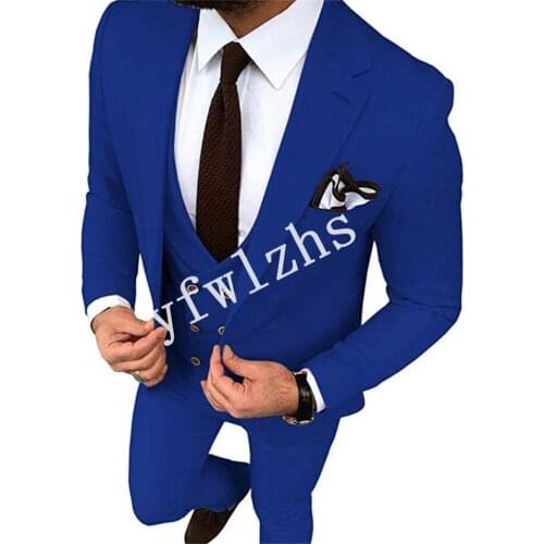 Handsome One Button Groomsmen Notch Lapel Groom Tuxedos Wedding Dress Men Suits Blazer Prom Dinner (Jacket+Pants+Tie+Vest) A199
