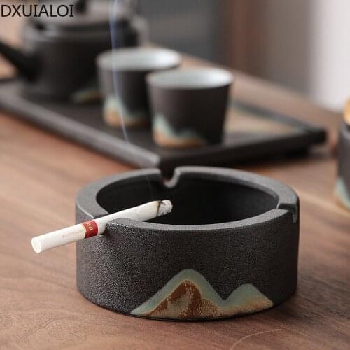 DXUIALOI Creative Household Ceramic Color Glazed Ashtray Home Office Living Room Round Ashtray Decoration Home Decoration