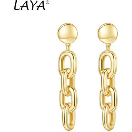 Laya 925 Sterling Silver Large Chain Earrings For Women Exaggerated Party Wedding Spring Summer Fashion Jewelry 2021 Trend