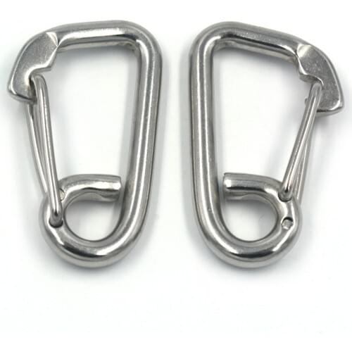 M6x60MM Carabiner Snap Hook Link Spring Clasps 304Stainless Steel Safety Mountaineering Buckle of 2