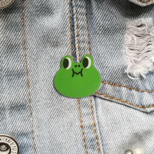 RSHCZY Fashion Acrylic Brooch Vintage Green Frog Badges Animal Pins For Backpacks Hat Shirt Coat Jewelry Gift Scarf Buckle