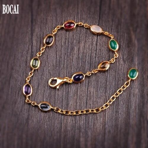Fashion New S925 pure silver jewelry womens bracelet ethnic style Female colorful enamel bracelet for woman 925 silver bracelet