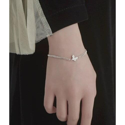 Fashion Crystal Lady Charm Bracelet Elegant Temperament Butterfly Zircon Bracelet Jewelry Bracelet Couple Jewelry Party Gift