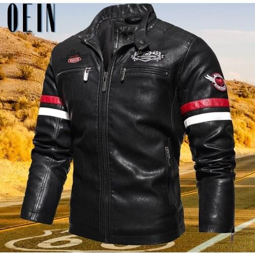 OEIN Motorcycle Jacket Men Brand Tactical PU Leather Jacket Stand Collar Biker Leather Jacket Male jaqueta de Couro Overcoats