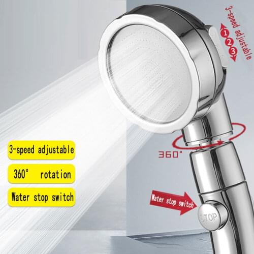 Pressurized shower head 3 mode water shower head 360 degree rotatable removable and washable shower head with switch button