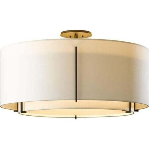 New Chinese fabric ceiling lamp modern villa model room round study bedroom soft light decorative ceiling lamp