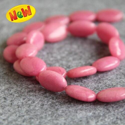 New For Necklace & Bracelet 13*18mm Pink Chalcedony Beads Oval DIY Beads Stone Accessory Parts 15inch Girl Jewelry Making Design