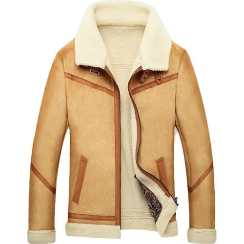 Brand New Winter Fur Coat Fashion Thick Warm Leather Jacket Fleece Lined Velvet Pilot Jacket Outwear Male Clothing Dropshipping