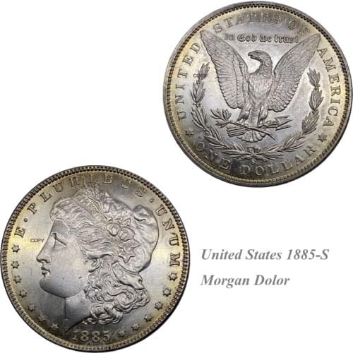 United States Morgan 1885 S One Dollar US Coin Cupronickel Plated Silver Morgan Silver Dollor Coin