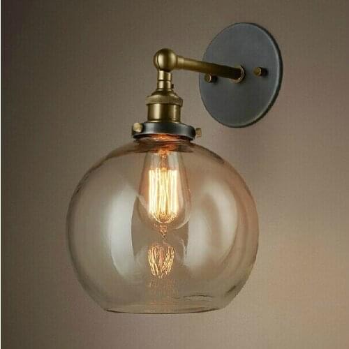 Modern glass wall lamp Nordic country style American aisle balcony Lamp Vintage Edison Lights Study room Restaurant light GY128