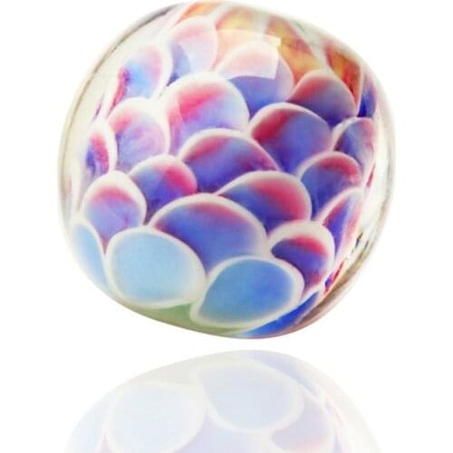 16mm 3pcs Handmade Lotus Flower Transparent Round Beads Murano Glass Beads Lampwork Fit European Charms Bracelet Diy Jewelry