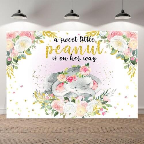 Seekpro Baby Shower Background Photographic Elephant New Born Girl Birthday Party Backdrop Children For Photo Studio Shoot