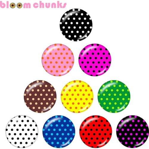 Dots pattern 10pcs mixed 12mm/18mm/20mm/25mm Round glass cabochon jewelry flat back Making findings S2630