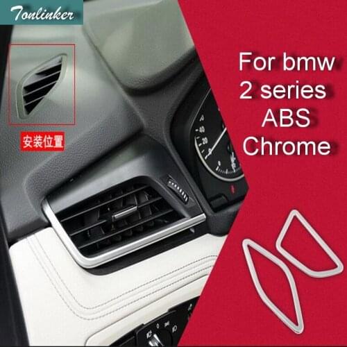 Tonlinker 2 PCS Car DIY ABS Chrome Dashboard Small Outlet Light Box Cover Case Stickers for Bmw 2 Series 218i 2014 Accessories