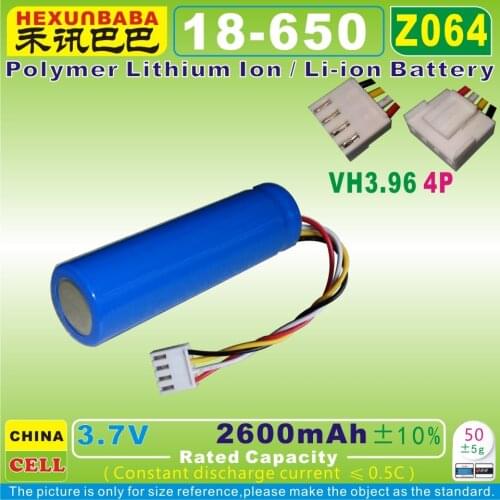 [Z064] 3.7V 2600mAh [18650] VH3.96 4P;Li-Ion Battery For Speaker Onyx Studio 5 6;ID997