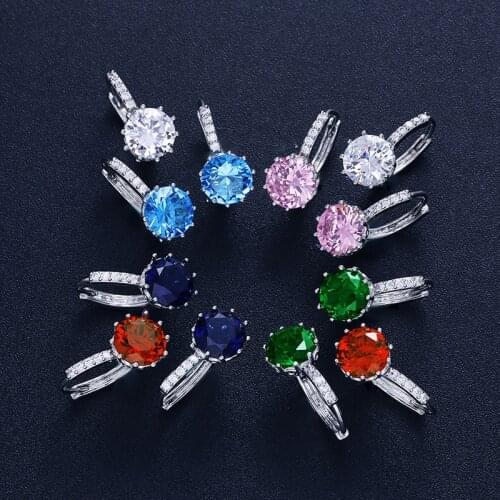 Womens Luxury Stud Earrings 12 Color Round Zircon Pendant Flower Stud Earrings Womens Jewelry Gifts G7