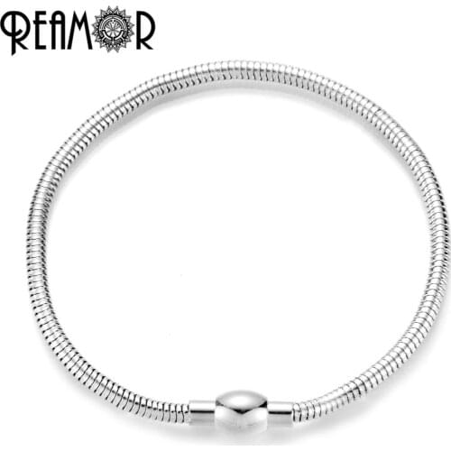 Reamor On Sale 5pcs 316l Stainless Steel Metal Snake Chain Bracelet Magnetic Clasp Basic Women Bracelet DIY Jewelry Making Gift