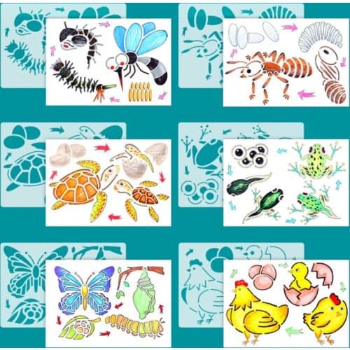 1 Sheet 28*20cm Animal Life Cycle Stencil DIY Wall Layering Painting Template Decor Scrapbook Diary Coloring Embossing Reusable