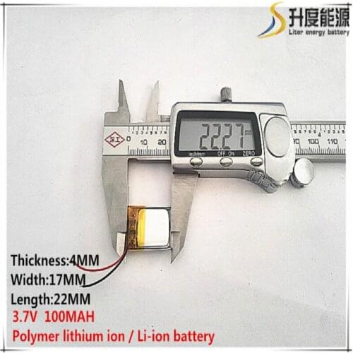 1pcs [SD] 3.7V,100mAH,[401722] Polymer lithium ion / Li-ion battery for TOY,POWER BANK,GPS,mp3,mp4,cell phone,speaker