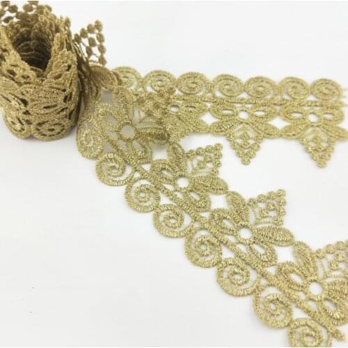 1 Yards 5.5CM Wide Gold Hollowed Butterfly Lace Trim Ribbon For Dress Sewing Costume Decor Handmade Clothes Hair Accessories DIY