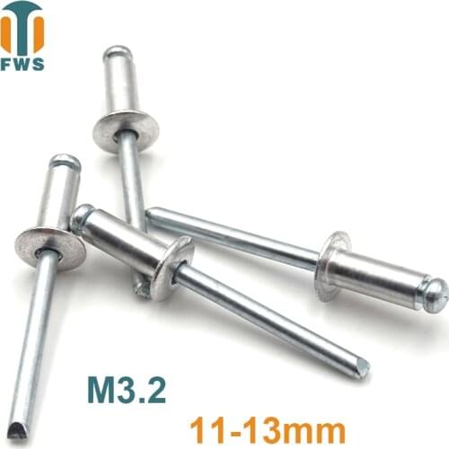 10 PCS M3.2 11-13mm DIN EN ISO 15977 GB /T 12618.1 Aluminum Open End Blind Rivets Pop Rivets With Protruding Head
