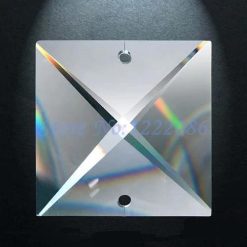 100pcs 22MM Glass Square Bead Clear Crystal Chandelier lamp Prisms With 2 Holes