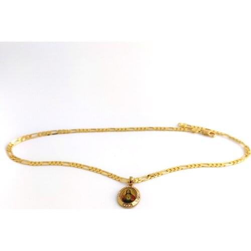 24" Ltalian Figaro Link Chain Fine Necklace Jesus Solid Pendant Head Loyal Mens Cool 18 k Solid Gold GF CZ Fashion Jewelry