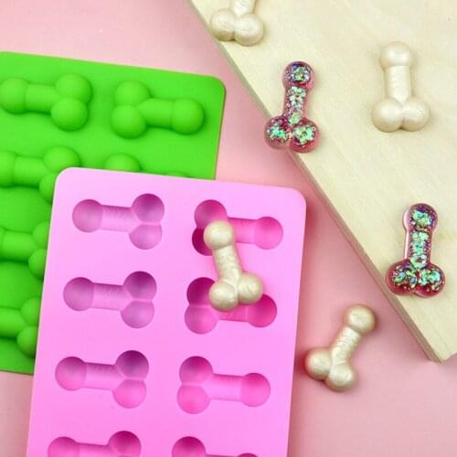 3D Funny Sexy Penis Mold 8 Holes Dick Ice Cube Tray DIY Chocolate Silicone Mold Fondant Sugar Craft Tools Mini Cream Decor Molds