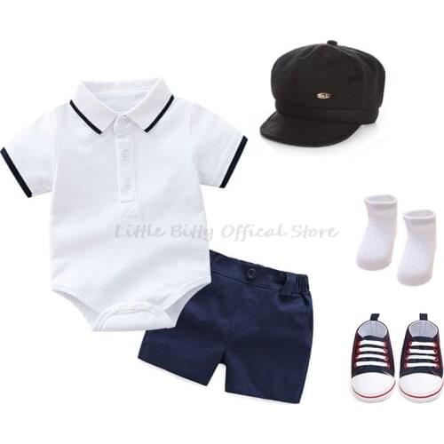 Unisex Baby Girl Clothing Newborn Romper+Shorts+Hat+Socks+Shoes 5pcs/Set Boys Clothing Baby Girl Outfits Boys Summer Clothes