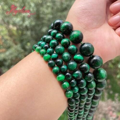 6/8/10/12mm Natural Tigers Eye Green Smooth Stone Beads Loose For DIY Necklace Bracelet Jewelry Making Strand 15" Free Shipping