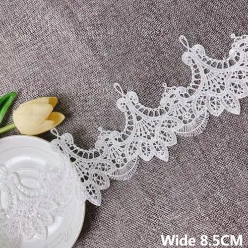 8.5CM Wide Exquisite White Polyester Embroidered Wedding Lace Collar Neckline Trim Dress Headwear Curtains DIY Sewing Decor