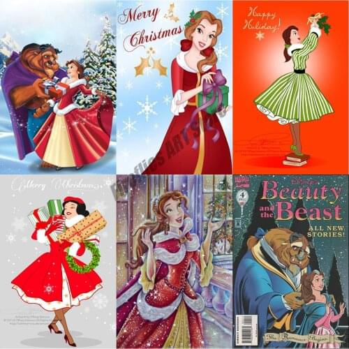DIY 5D Diamond Painting Disney Cartoon Beauty and The Beast Christmas Wishes Cross Stitch Kits Embroidery Mosaic Decor Gift