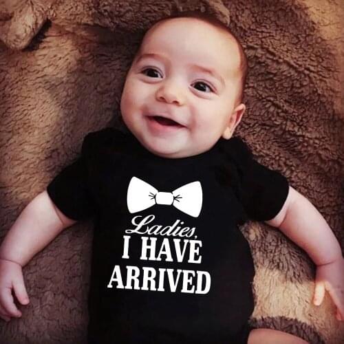 Ladies I Have Arrived Print Funny Newborn Boy Bodysuit Cute Cotton Short Sleeve Infant Baby Girl Onesies Outfit for 0-24M