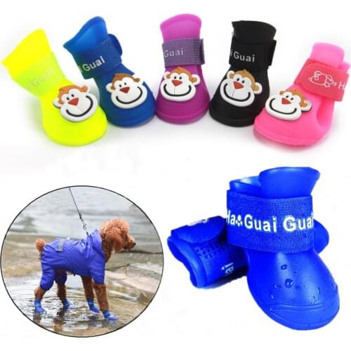 4pcs Pet Dog Shoes Waterproof Anti-slip Rain Snow Boots Footwear Summer for Small Cat Puppy Pet Products