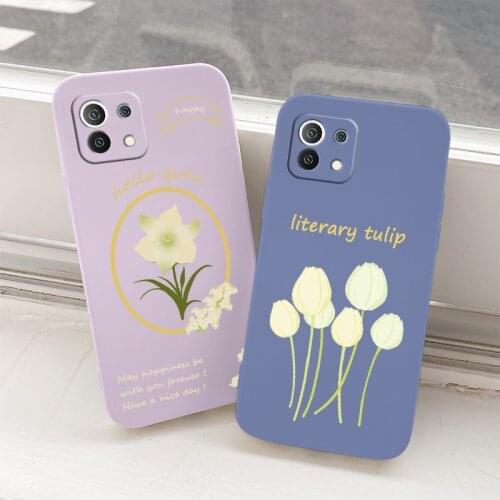 Tulip Silicone Case For Xiaomi Mi 11 lite Ultra 11i 10T 9T Pro Lite 10 10S 9 8 lite Pro Poco F2 X2 F3 Pro Soft Phone Cover Case
