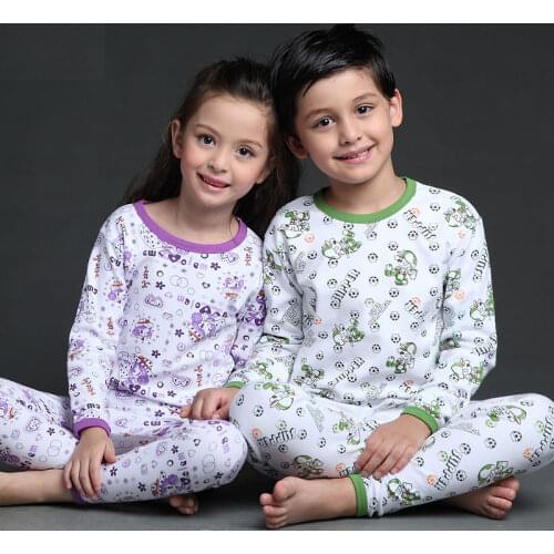 Childrens Unisex Cotton Long Sleeves Pajama Set Girls Pajamas for Spring and Fall Kids' Sleepwear Set