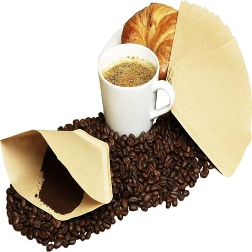 100 Pieces Fan-shaped Coffee Powder Filter Unbleached Natural Paper Bag for Pour Over and V60 Drip Coffee Maker